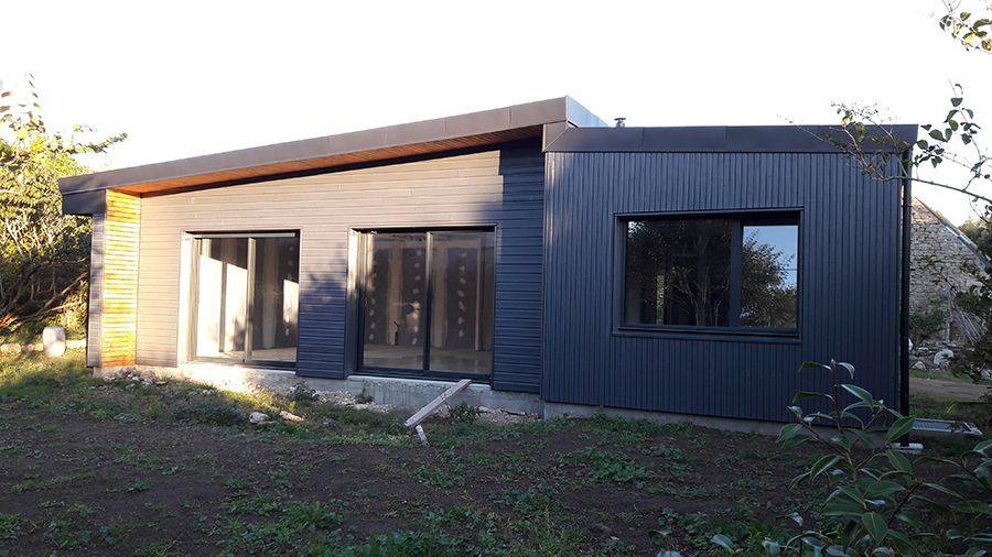 maison ossature bois avec baies vitrées