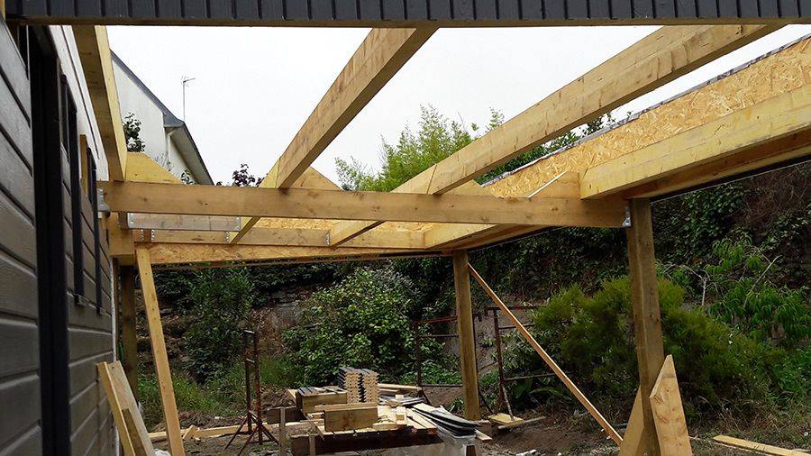 Extension ossature bois terrasse